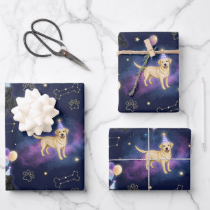 custom Galaxy Labrador Retriever birthday Wrapping Paper Sheets