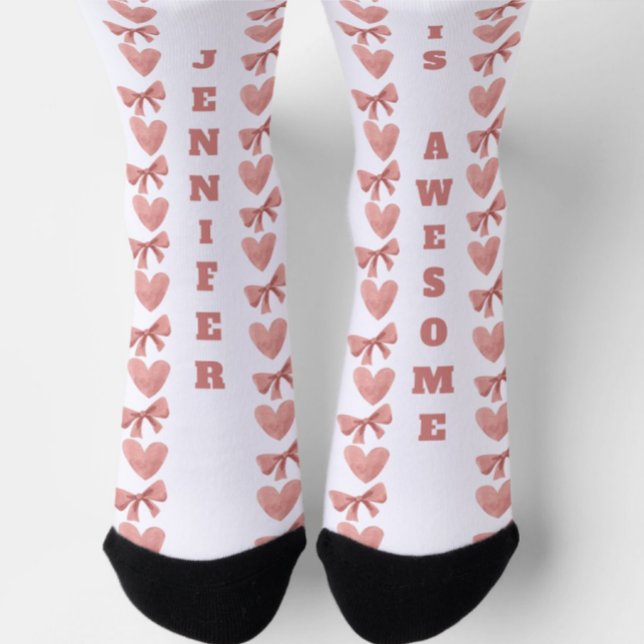 Custom Galentine Valentine Hearts and Bows Socks (Creator Uploaded)