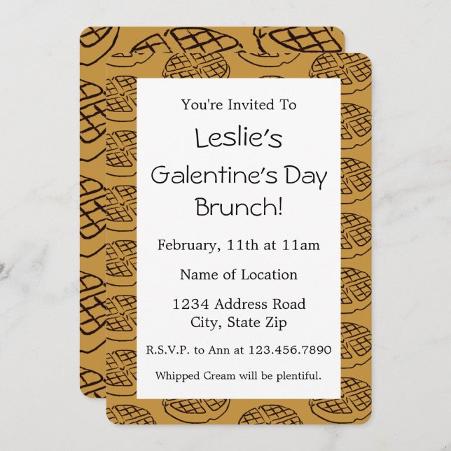 Custom Galentine's Day Brunch Waffle Invitation (Front/Back)