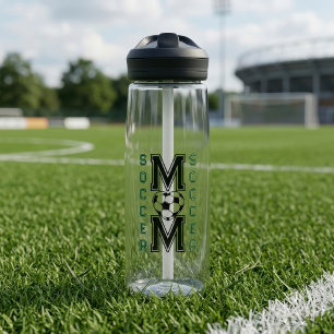 Custom Game Day Ready Soccer Mom Green Athletic Water Bottle