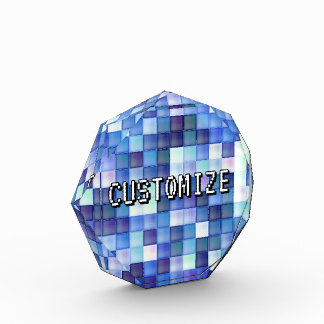 Custom Gamertag Blue 8-Bit Pixel Square Pattern Acrylic Award