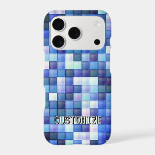 Custom Gamertag Blue 8-Bit Pixel Square Pattern iPhone 17 Pro Case