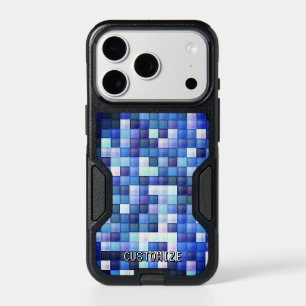 Custom Gamertag Blue 8-Bit Pixel Square Pattern iPhone 17 Pro Case