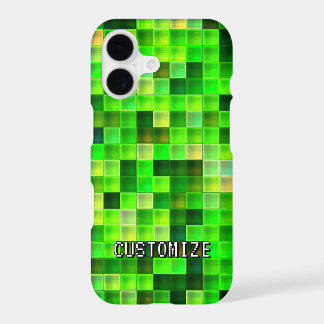 Custom Gamertag Green 8-Bit Pixel Square Pattern iPhone 17 Case