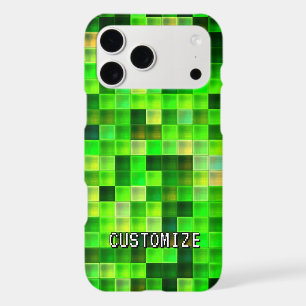 Custom Gamertag Green 8-Bit Pixel Square Pattern iPhone 17 Pro Max Case