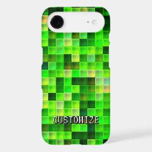Custom Gamertag Green 8-Bit Pixel Square Pattern iPhone 17 Air Case