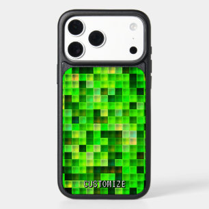 Custom Gamertag Green 8-Bit Pixel Square Pattern iPhone 17 Pro Max Case
