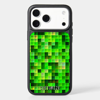 Custom Gamertag Green 8-Bit Pixel Square Pattern iPhone 17 Pro Max Case