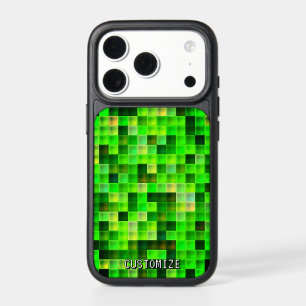 Custom Gamertag Green 8-Bit Pixel Square Pattern iPhone 17 Pro Case