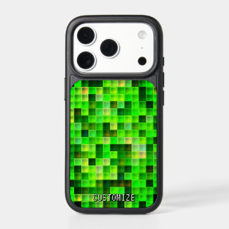 Custom Gamertag Green 8-Bit Pixel Square Pattern iPhone 17 Pro Case