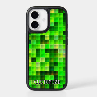 Custom Gamertag Green 8-Bit Pixel Square Pattern iPhone 17 Case