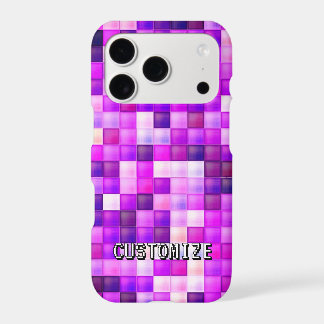 Custom Gamertag Pink 8-Bit Pixel Square Pattern iPhone 17 Pro Case
