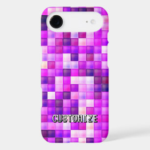 Custom Gamertag Pink 8-Bit Pixel Square Pattern iPhone 17 Air Case