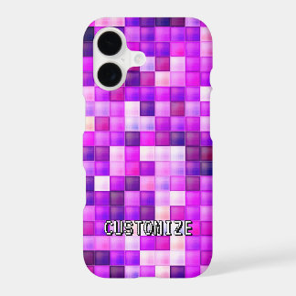 Custom Gamertag Pink 8-Bit Pixel Square Pattern iPhone 17 Case