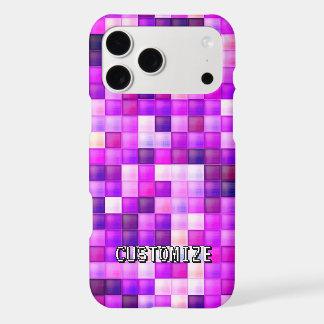 Custom Gamertag Pink 8-Bit Pixel Square Pattern iPhone 17 Pro Max Case