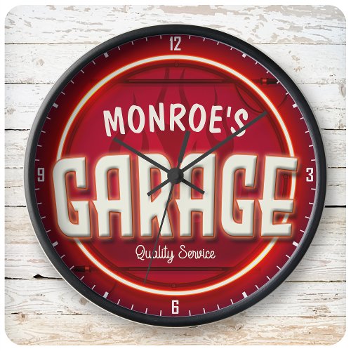 Custom Garage Hot Rod Flames ANY NAME Personalized Clock