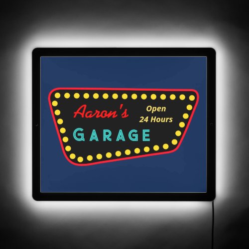 Custom Garage Illuminated Sign Gift
