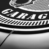 Custom Garage Name Retro Black White LED Sign (Edge)