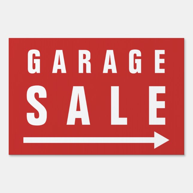 Custom Garage Sale yard sign with pointing arrow (Front)