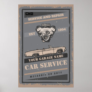 Custom Garage Sign Poster – Vintage Car Service