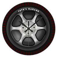 Custom GARAGE Wall Clock - Car Tyre Mechanic