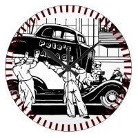 Custom GARAGE Wall Clock - Retro Car Mechanics