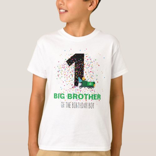 Custom Garbage Truck Birthday Party Brother T_Shirt