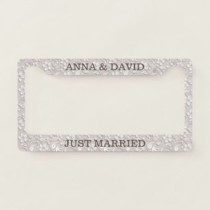 Custom Garden White Florals. License Plate Frame