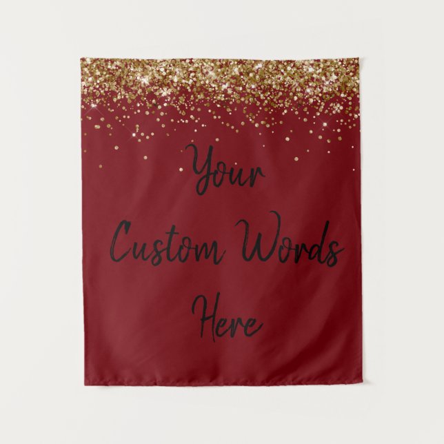 Custom Garnet & Black Personalized Photobooth Prop Tapestry (Front)