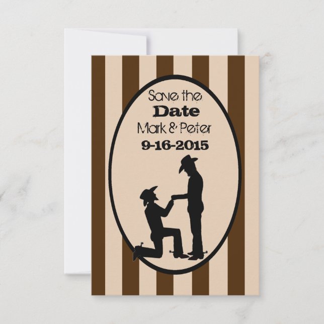 Custom Gay Cowboy Wedding Save-The-Date Cards (Front)