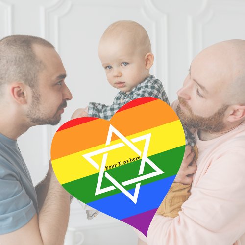 Custom Gay Rainbow Flag Jewish Star of David  Heart Sticker