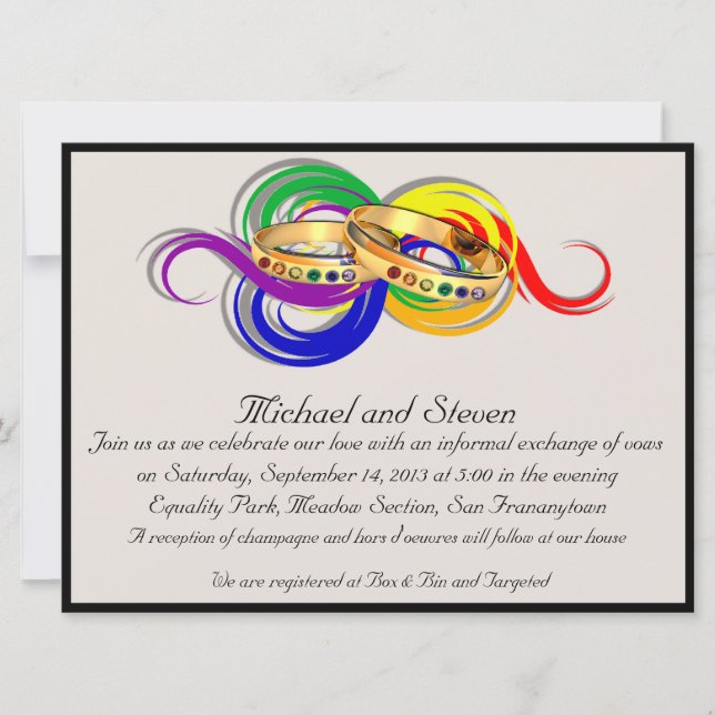 Custom Gay Wedding Invitations, Non-Formal Invitation (Front)