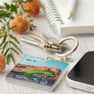 Custom Gecko Rider Joe Motorcycle Desert Highway Keychain