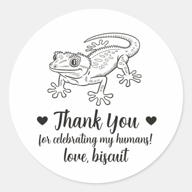 Custom Gecko Wedding Favor Stickers (Front)