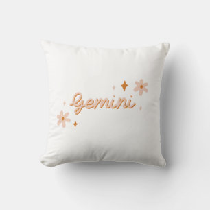 Custom Gemini Zodiac Name & Stars Minimalist Gift Throw Pillow