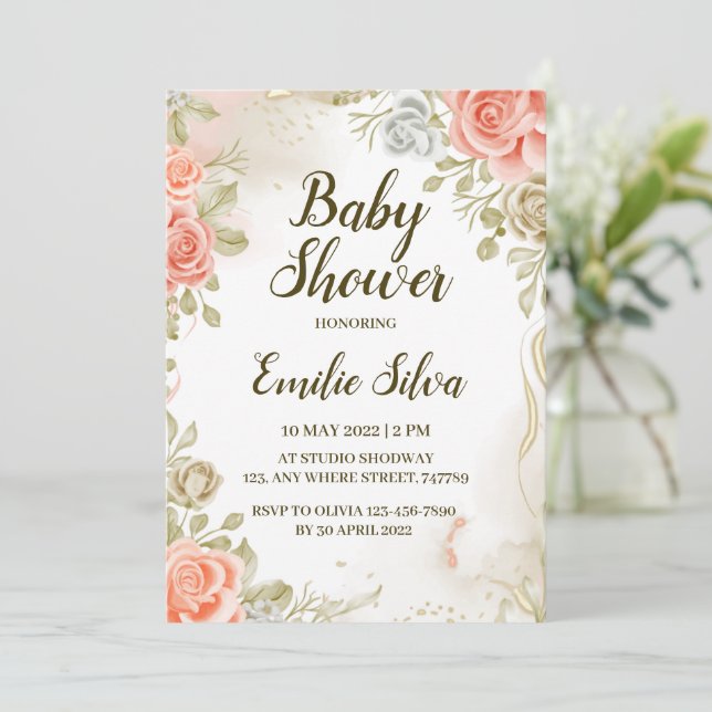 Custom Gender Neutral Baby Shower Invitation Cards (Standing Front)