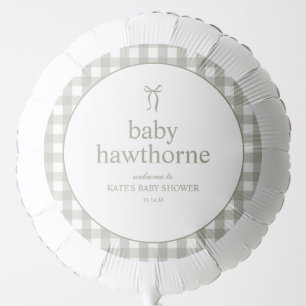 Custom Gender Neutral Baby Shower Sage Green Boho Balloon