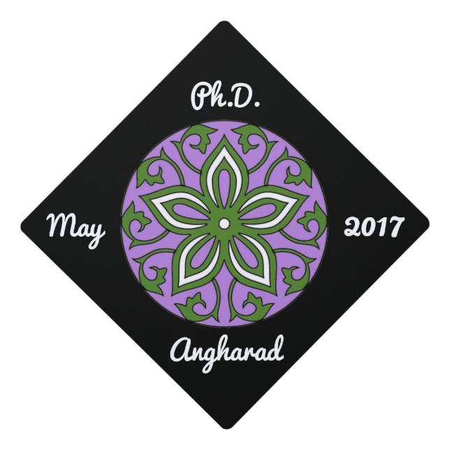 Custom Genderqueer Pride Flag Colors Mandala Graduation Cap Topper (Front)