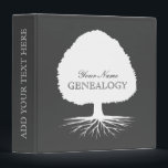 Custom genealogy binder with family tree<br><div class="desc">Personalized genealogy binder with family tree of life. Big tree illustration with roots and branches. Customizable background colors ie gray / grey and white. Cute gift idea for genealogist tracing back family history and charts of ancestors. Also nice for family reunion party. Make your own elegant geneology photo album /...</div>