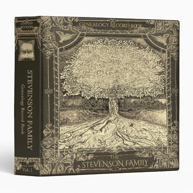 Custom Genealogy Record Book Binder (Front/Spine)