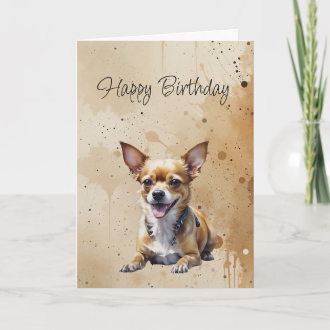 Custom General Birthday Cute Chihuahua Dog Card (Front)