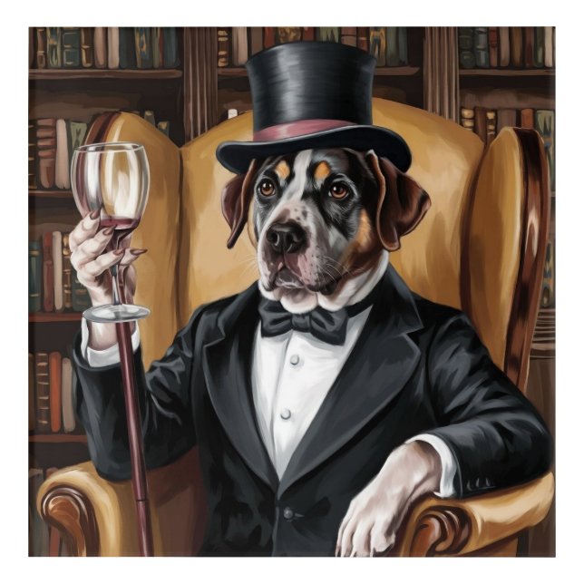 Custom Gentleman Dog Portrait - Wine Lover Pet Art (Front)