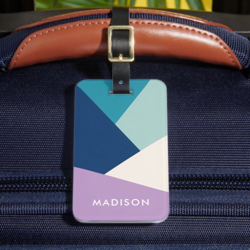 Custom Geometric Abstraction Vibrant Color Block Luggage Tag