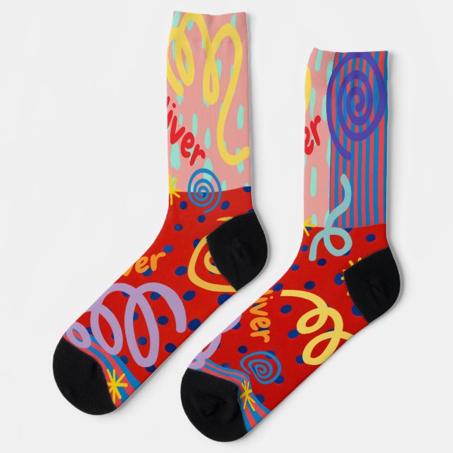 Custom geometric colors men socks (Left)