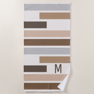 Custom Geometric Earthtones Stripes Art Pattern Beach Towel