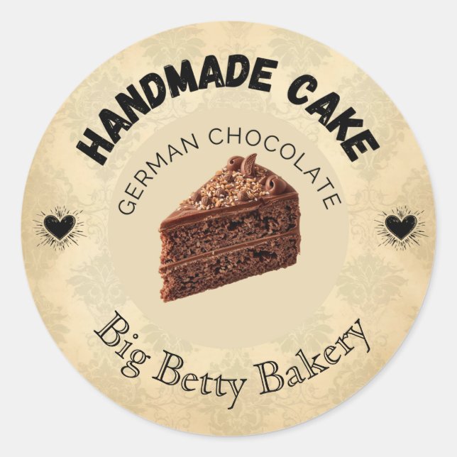 Custom German Chocolate Cake Labels | Personalized (Front)