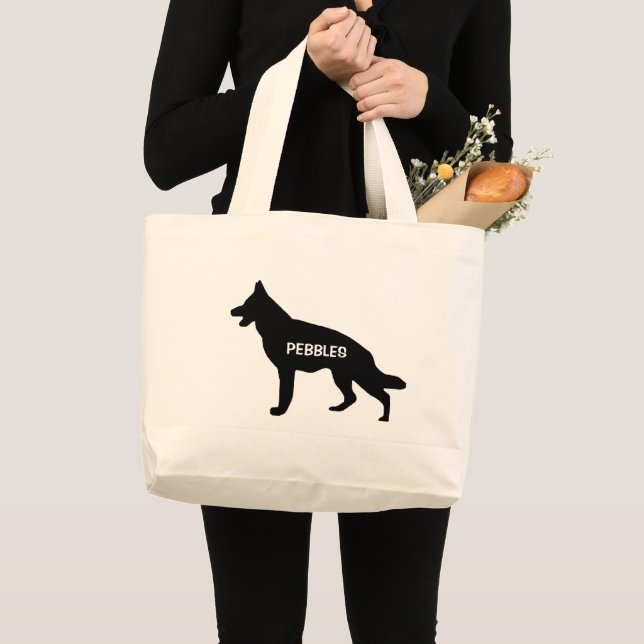 CUSTOM German Shepherd Dog Breed Silhouette Large Tote Bag (Front (Product))
