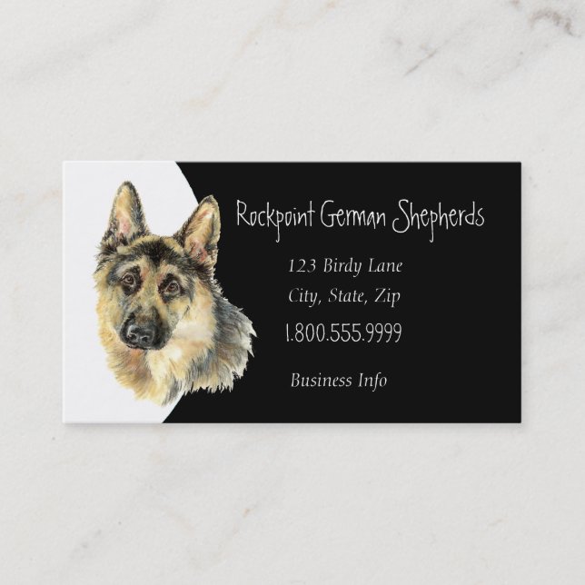 Custom German Shepherd Dog Breeders Business Card (Front)