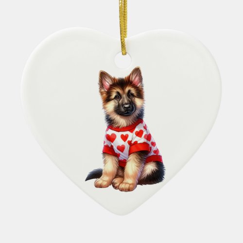 Custom German Shepherd Dog Valentine Ceramic Ornament