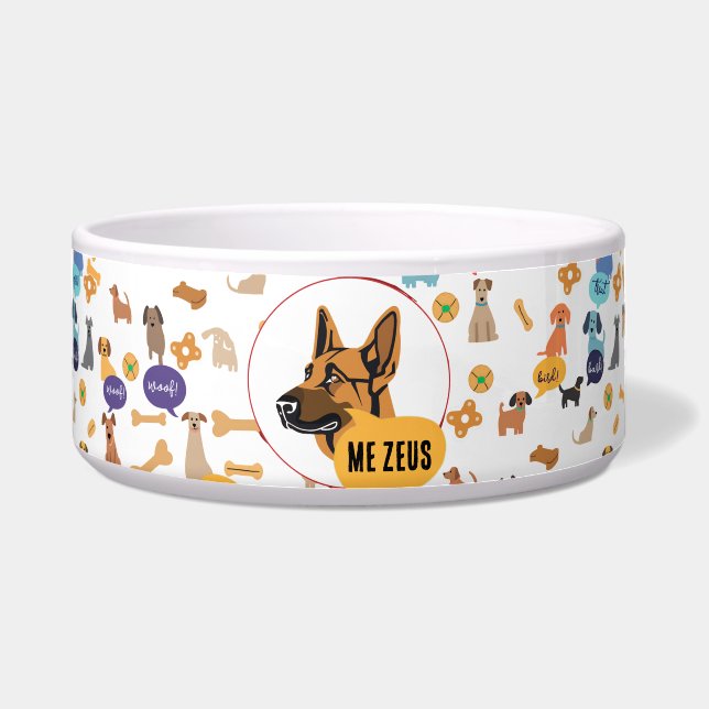 Custom German Shepherd – Funny Woof Design Bowl (Front)